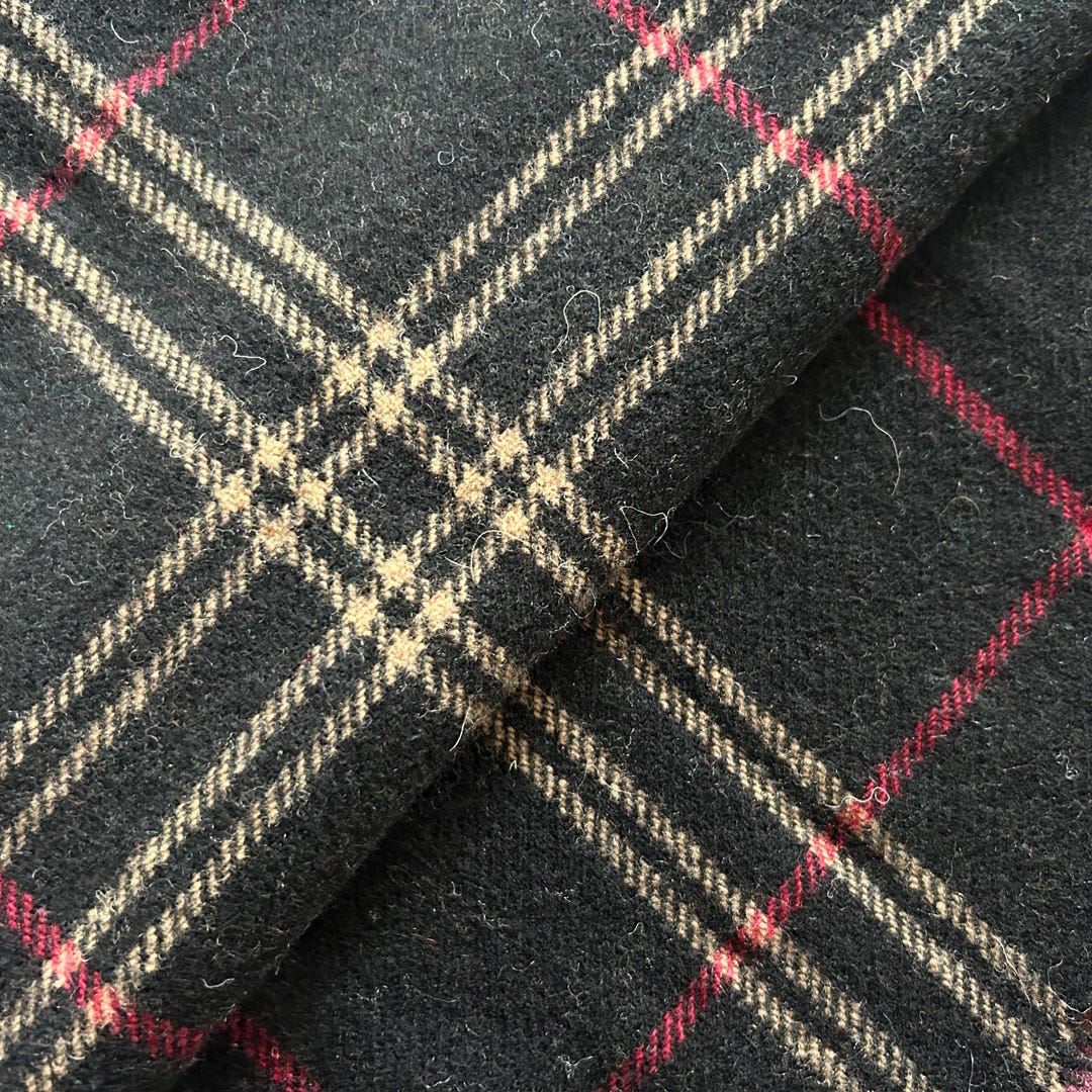 Black & Red Tattersall Wool Fabric, Medium Weight - Etsy
