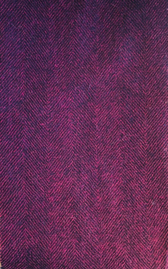 Navy & Red Wool Herringbone, Medium Weight