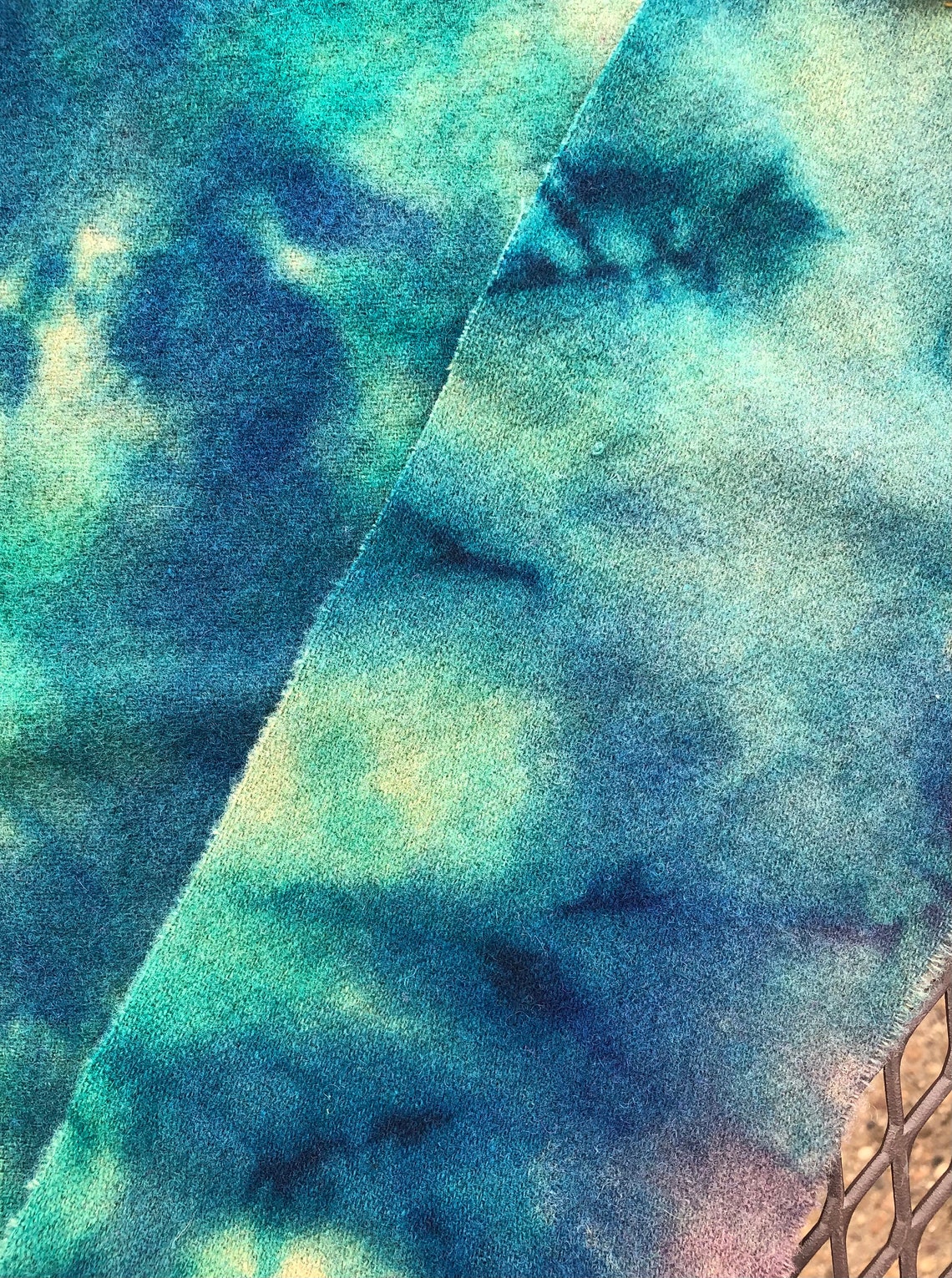 Wool Fabric Dyed Blue & Green | Etsy