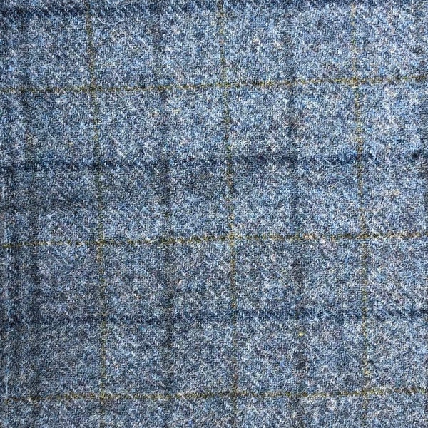 Blue Windowpane Wool Fabric