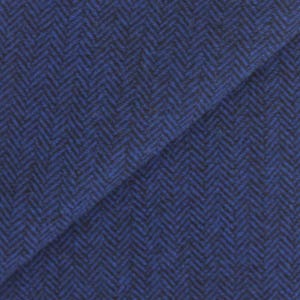 New Cobalt Blue & Black Herringbone Wool Fabric