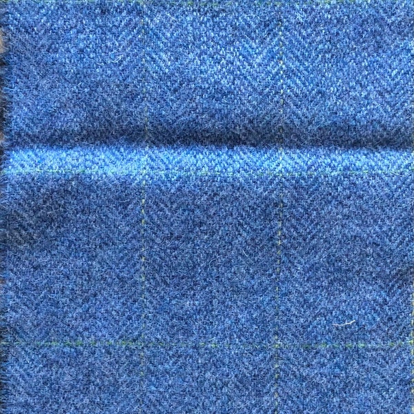 Blue Wool Fabric wIth Yellow Windowpane