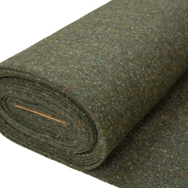 Green Irish Tweed Wool Fabric, Medium Weight, Loose Weave, Fat Quarters, ALMOST GONE