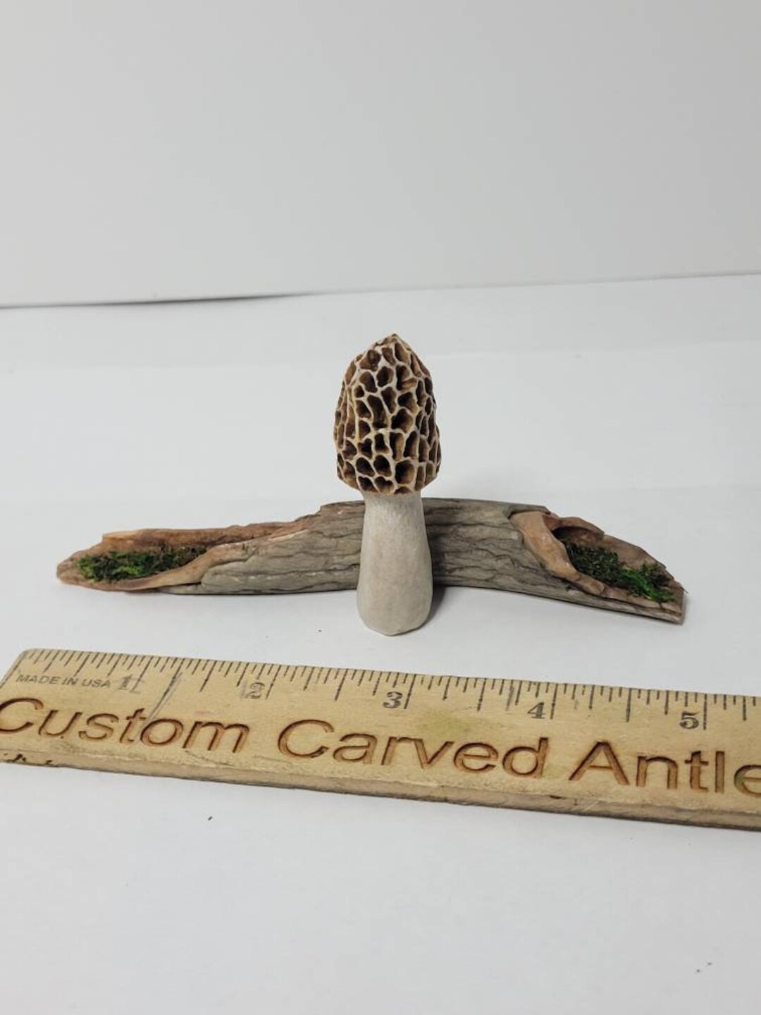 Hand Carved Deer Antler Morel Mushroom Log Shed Antler Etsy