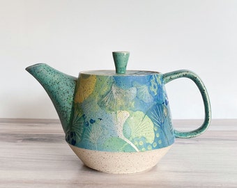 Blue Gingko Leaf Teapot