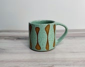 Modern Aqua Funky Geometric Ceramic Coffee Mug