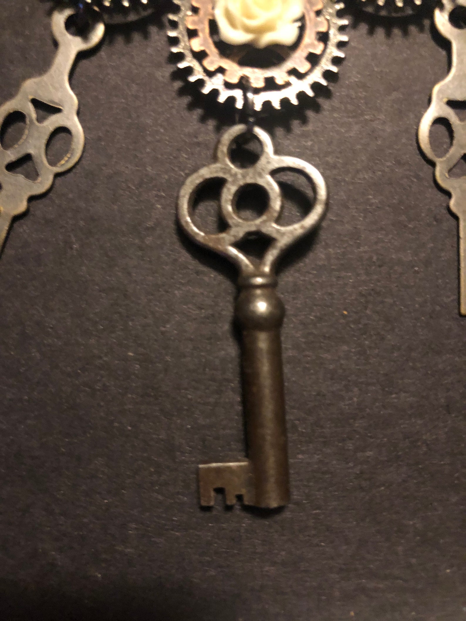 Skeleton Key and Clock Hands Necklace Etsy