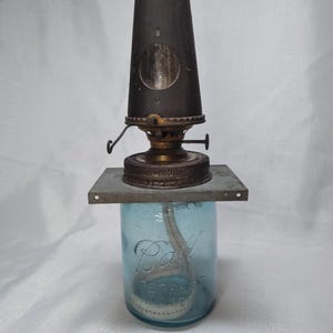 エドワード・ミラー チキンブルード オイルランプ ピンポイント マイカ シェード ボール メイソンジャー #284-2 エラー ブルー