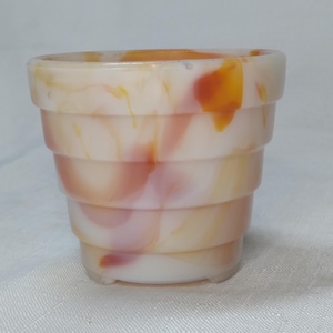 Akro Agate Marble Slag Glass Stacked Ring Flower Pot Orange