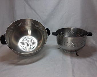 Vintage Farberware Colander Set Stainless Steel Kitchen Strainers