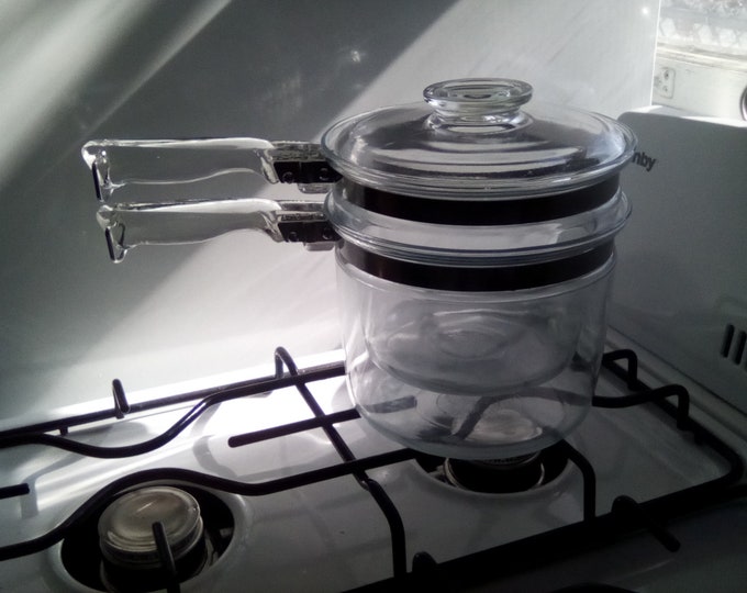 Vintage Pyrex Flame Ware Double Boiler Glass Stove Top Cooking Pot 3