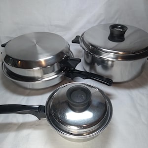 Inkor 5-laags roestvrijstalen pannenset 11" Koekenpan Ovenkoepeldeksel, 6 Quart Voorraadpan, 8" Steelpan VSA
