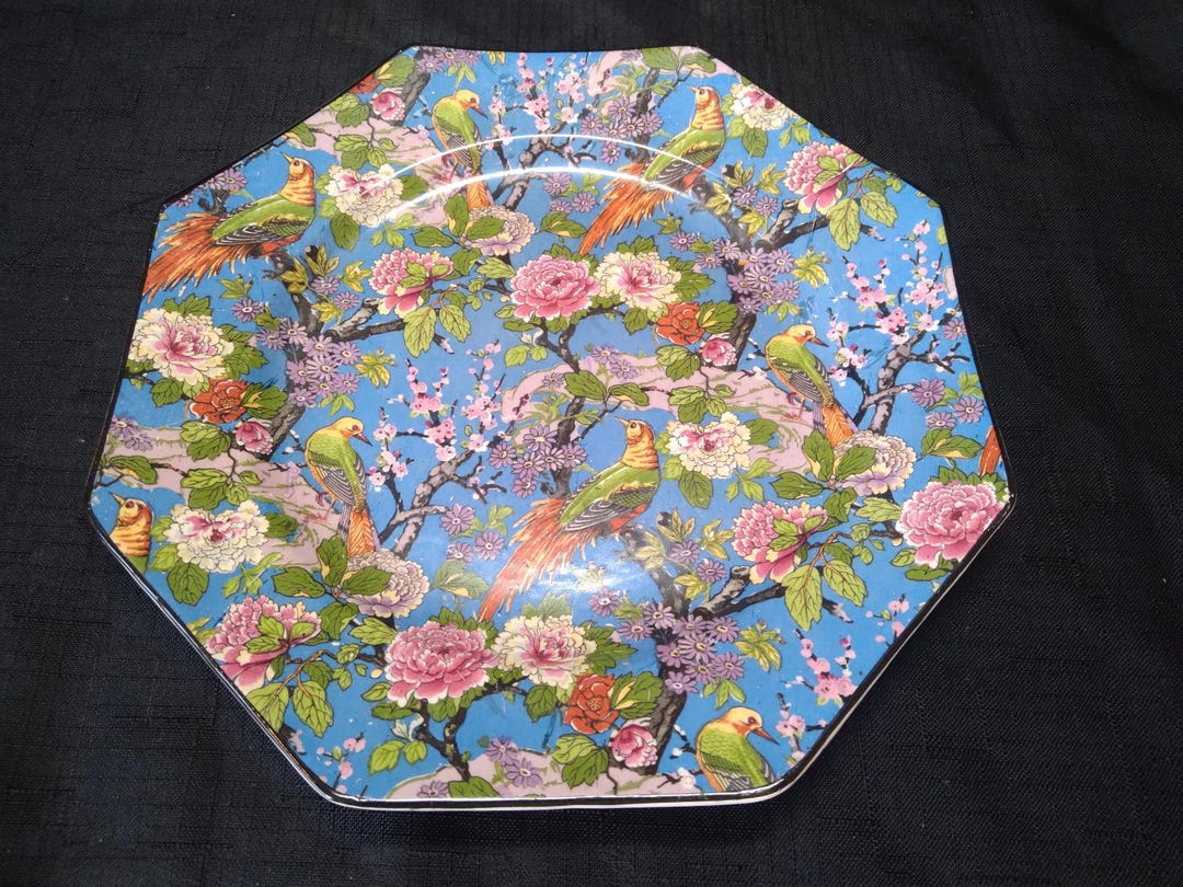 Crown Ducal Blue Chintz Plate Exotic Birds & Flowers 1920's - Etsy