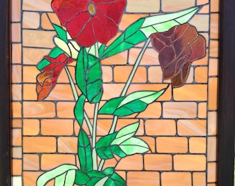 Antique American Stained Glass Window Panel Kokomo 1888-1890s