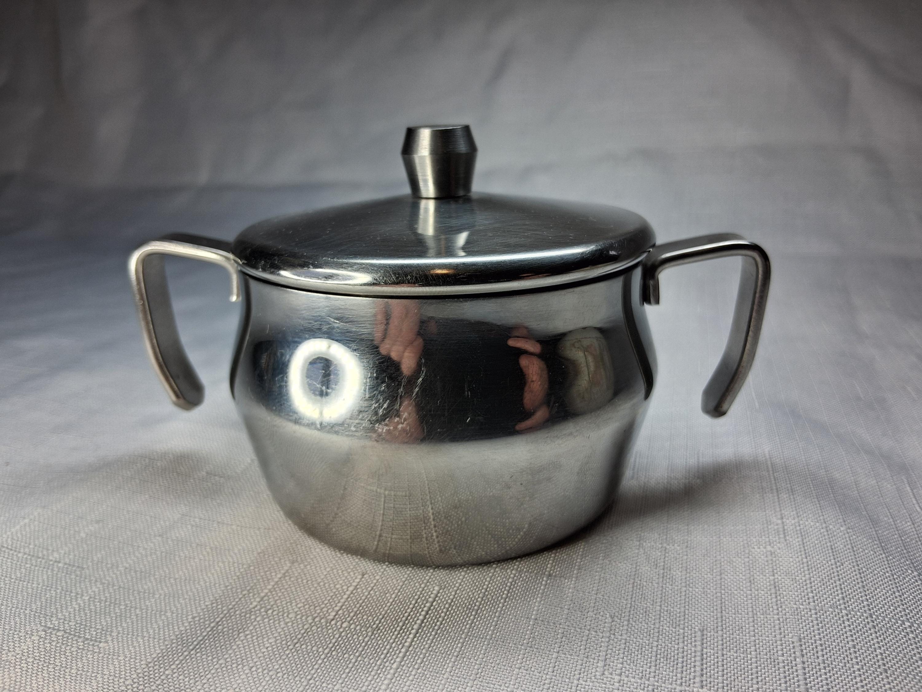 Degostini Inox 18/8 Stainless Steel Covered Sugar Bowl ITALY