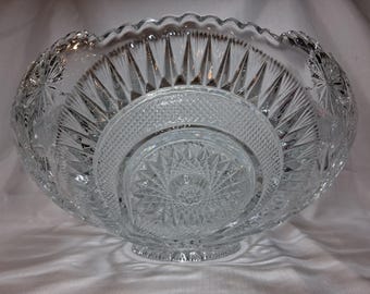 Conjunto de poncheira de vidro L.E. Smith Hobstar & Pinwheel com concha e 12 copos