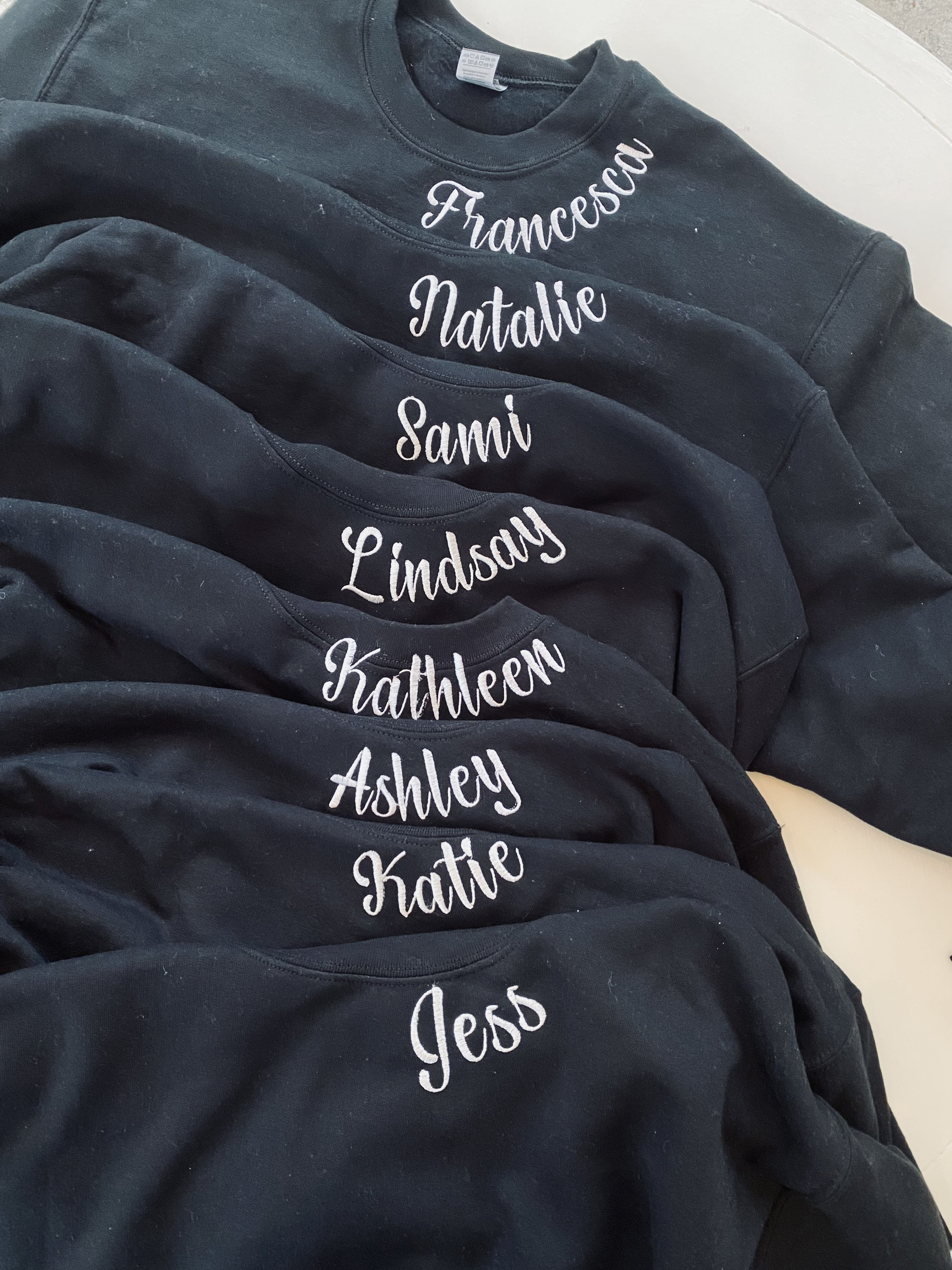 LadyEmilyDesigns Custom Embroidered Sweatshirt, Embroidered Name Sweatshirt, Name Embroidered on The Collar of Sweatshirt, Custom Name Sweatshirt, Embroidery