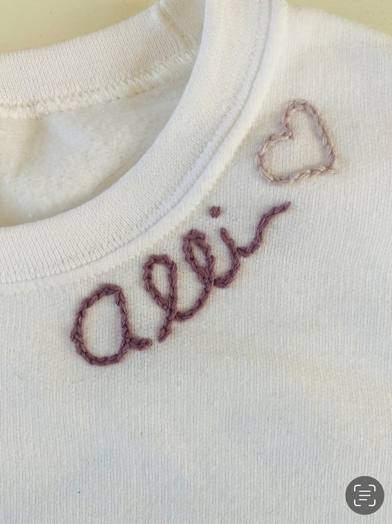 Embroidered name sweatshirts shop