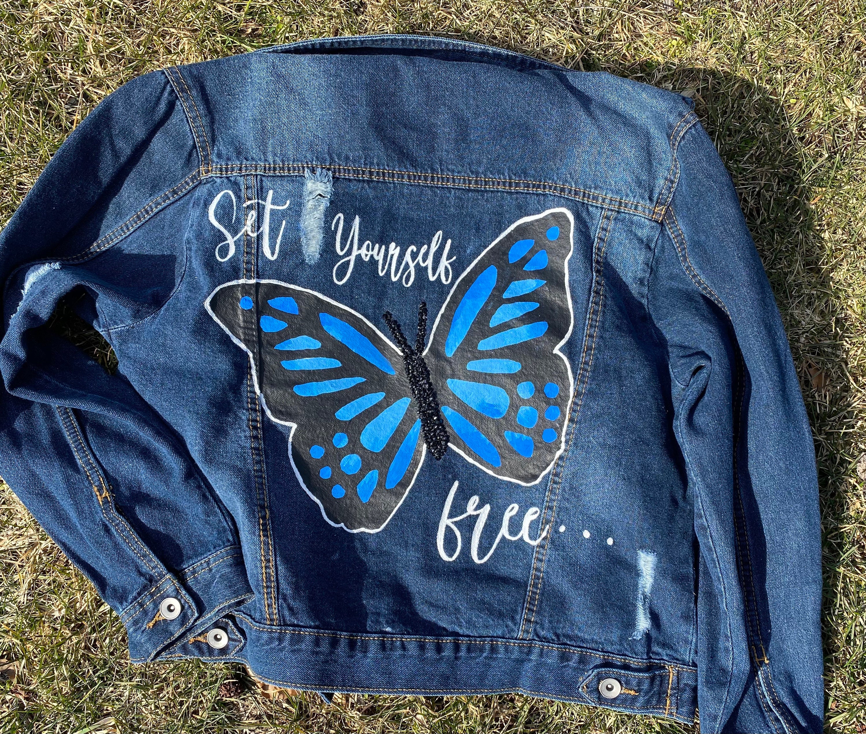 Jean jacket with butterflies discount