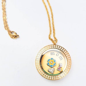 Pendant locket 33mm gold plated stainless steel ~ mother&#39;s day