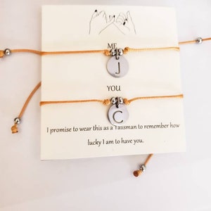 Personalized Letter Friendship Bracelet Set: Stainless Steel Charm