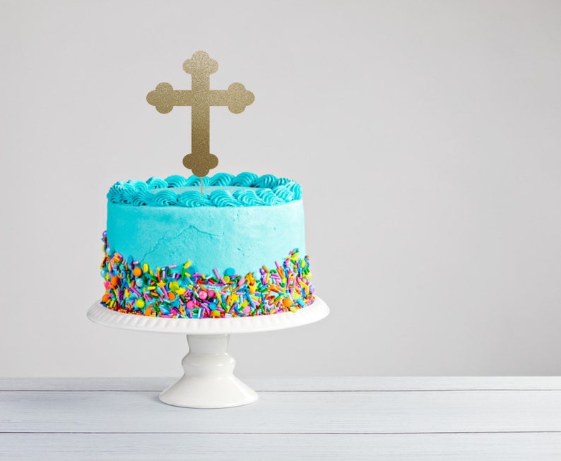 Baptism Cake Topper Baptism Party Decor Cross Cake Topper Etsy
