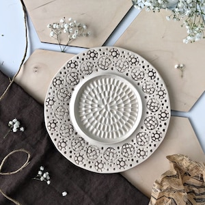 Big Garlic Grater Pate, Ceramic oil dip plate, Handmade Pottery, Foodie Gift, Gift For Her