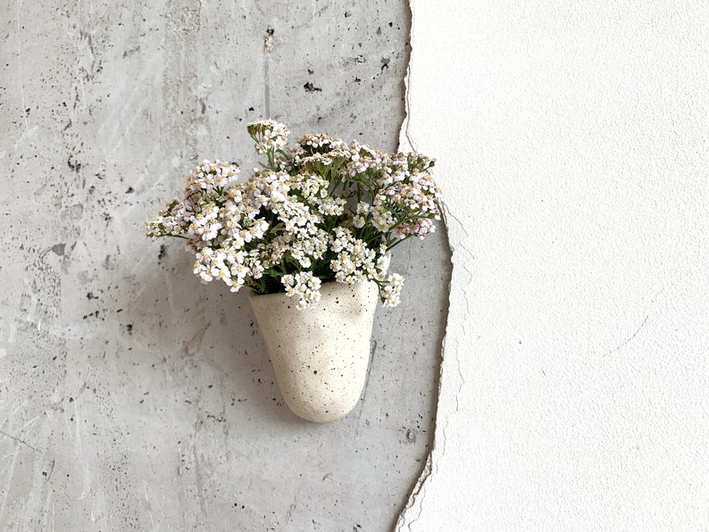 Stoneware Wall Pocket Planter Wall Hanging Succulent Planter Flower Pot Hanging Plant Holder Vase Wallvase Bowl image 1