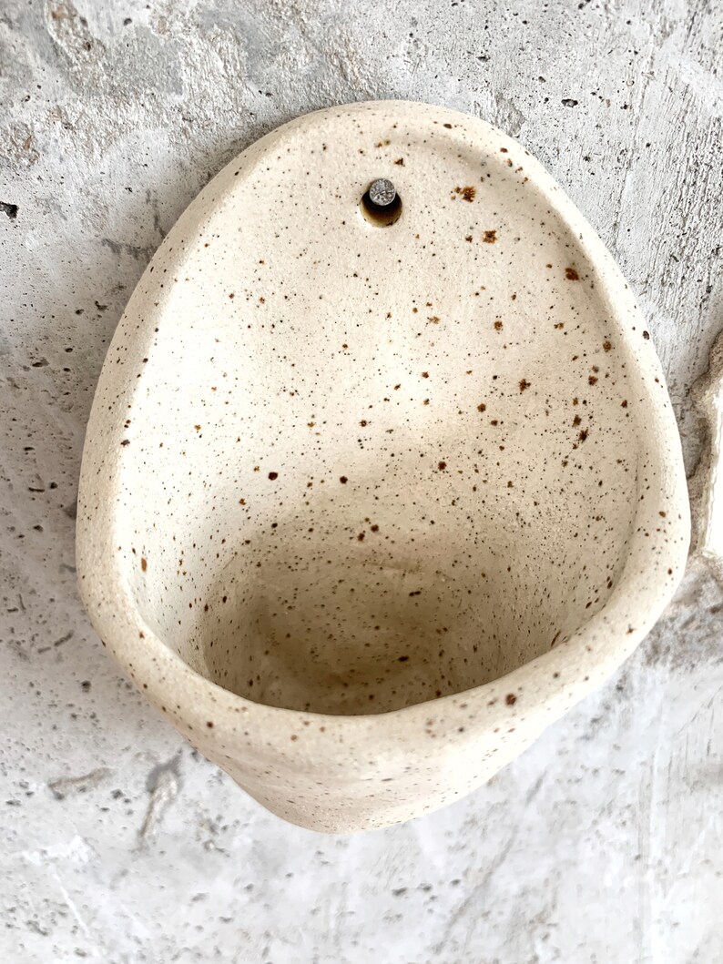 Stoneware Wall Pocket Planter Wall Hanging Succulent Planter Flower Pot Hanging Plant Holder Vase Wallvase Bowl image 5