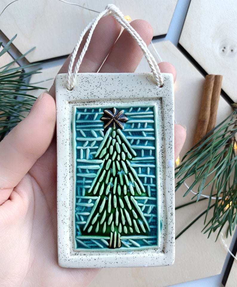 Ceramic Christmas Decor, Tree Ornament Hanging Decoration, Handmade Christmas decoration, Xmas tree decoration, Gift Tags, Christmas Gift image 3