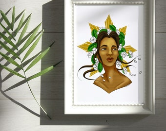 SAMPAGUITA SISTER | Filipino Art | Digital Collage | Illustration | Philippines | Pinay | Sampaguitas