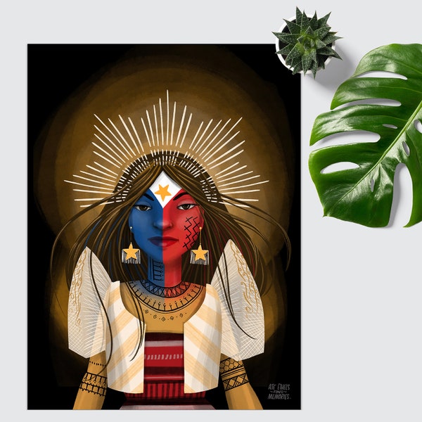 RISE | Filipino Art | Tagalog | Illustration | Philippines | Pinay | Filipiana | Sun head dress