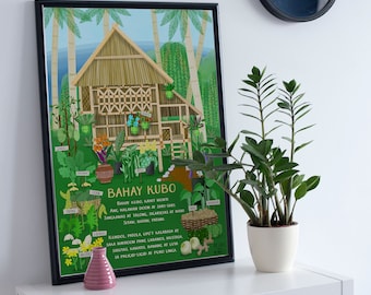 Bahay Kubo | Children's Art | Filipino Art | Tagalog | Bahay Kubo folk song lyrics | Illustration | Philippines