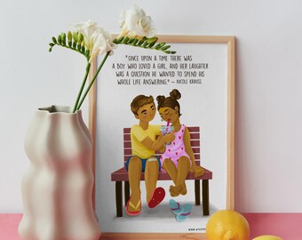 Childhood Sweethearts available as Valentine's Day Flat Card or 11 x 14" print
