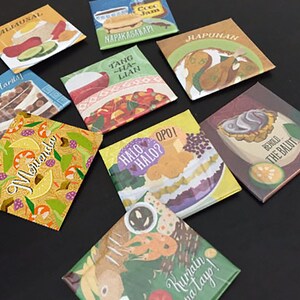 Filipino Food Art Refrigerator Magnets | Tagalog | Filipino food | Exotic Food | Rigid Square Magnets | Illustrations | Philippines