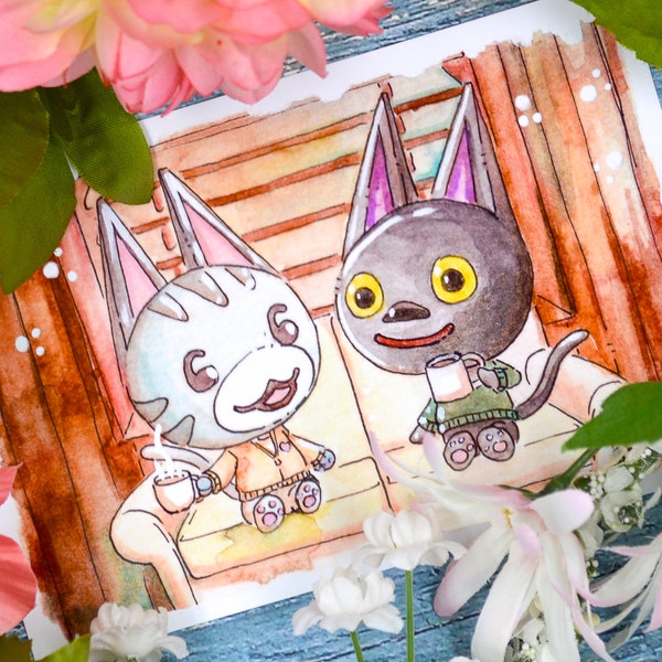 Animal Crossing Art | Lolly and Kiki | Watercolor Fan Art Print