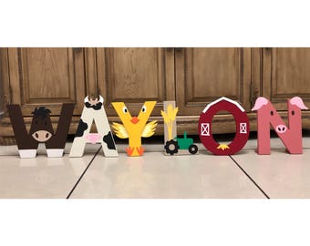 Barnyard Birthday Letters (price is per letter), Farm Animal birthday, Barnyard Birthday, Farm Animal Party, Barnyard Party, Cowboy Party