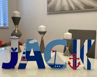 Nautical Nursery Letters, Nautical Birthday Party , Boat Letters, Custom Nautical Letters (Price is per letter)