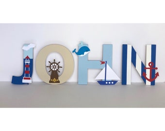 Letras náuticas para guardería, fiesta de cumpleaños náutica, letras de barco, letras náuticas personalizadas (el precio es por letra)