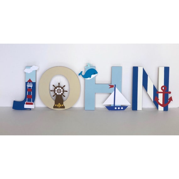Nautical Nursery Letters, Nautical Birthday Party , Boat Letters, Custom Nautical Letters (Price is per letter)