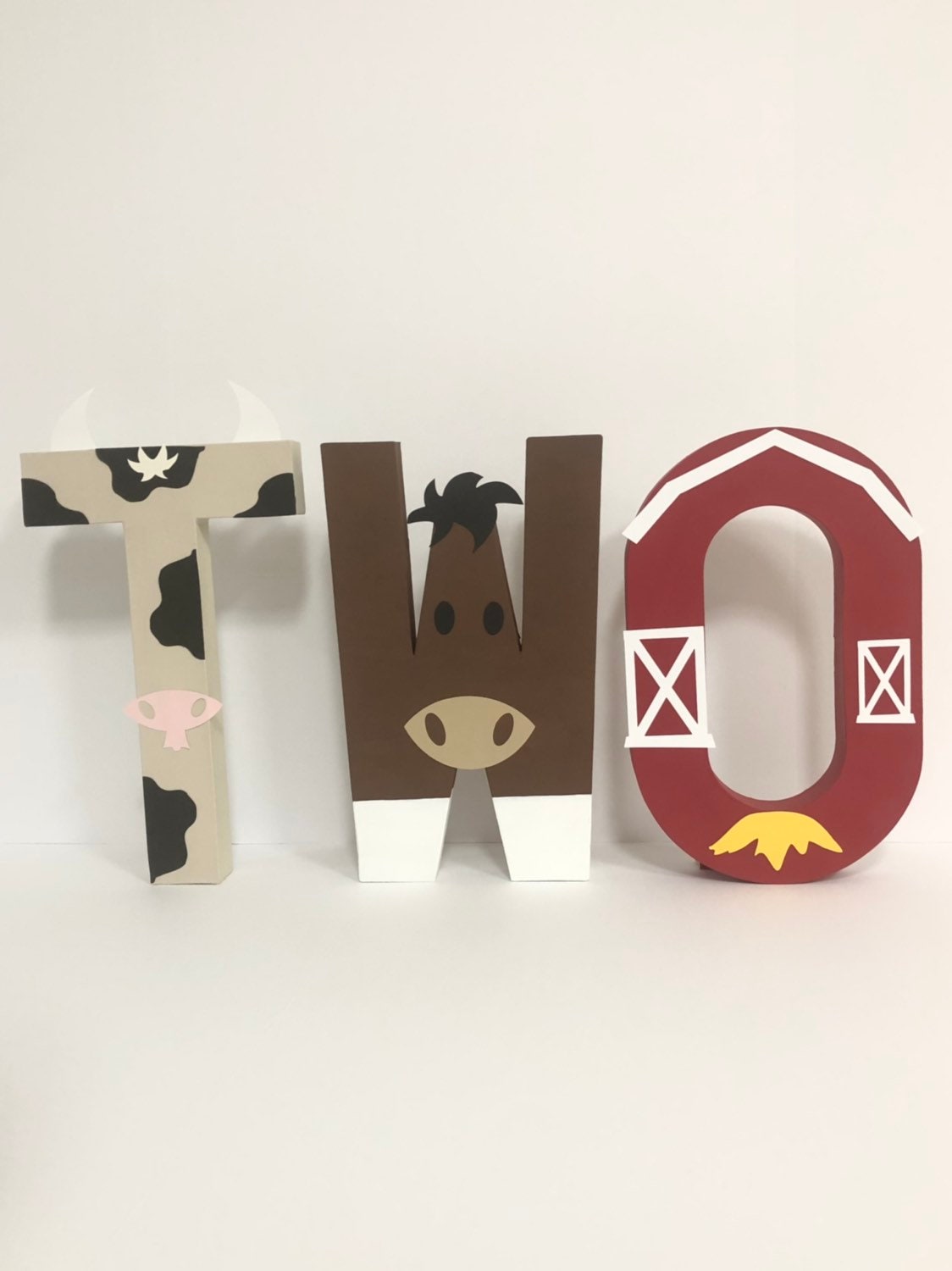 Barnyard Lettering Farm Animals Theme Decorated 3D Letters for Kids Birthday Parties ...