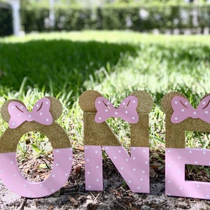 Minnie Mouse Birthday Letters - Minnie Nursery Decor -  Birthday Signs - Pink and Gold Birthday - Minnie Birthday Decorations