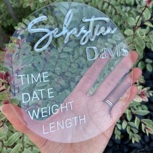 Acrylic sign to announce babies names | custom gift for baby showers| custom acrylic signs|