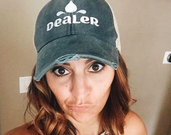 Distressed Trucker Hat:   Dealer  | Essential Oils Hats  | doTERRA | Young Living | Team | Convention