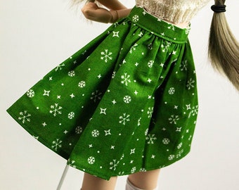Green Christmas Skirt for Smart Doll, Dollfie Dream Clothes, Doll Accessories, Smart Doll Clothes, BJD Doll Clothes, 1/3 Scale Doll Clothes