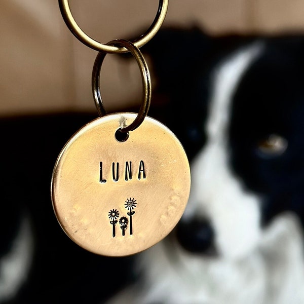 Tiny Pet Id Tag, Engraved Dog Name Tag,  Dog Tag,  Small Dog Tags for Dogs,  Kitten Tag, Cat Id Tags, Small Cat Tag for Cats,  Brass dog ID