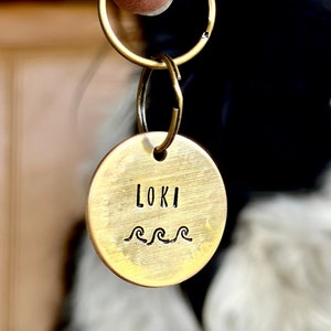 Dog Tags, Dog Tags for Dogs, Dog Tag with Waves, Pet ID Tag, Custom Dog Tag, Pet Supplies, Hand Stamped Tag, Wave dog tag, beach pet id