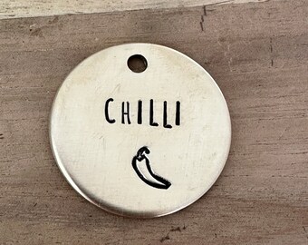Dog ID Tag Dog Name Tag Dog tag for Dog Tag for Dog Collar Pet ID Tag Pet Name Tag Dog tag for Dogs Puppy Name Tag Chilli ID tag custom