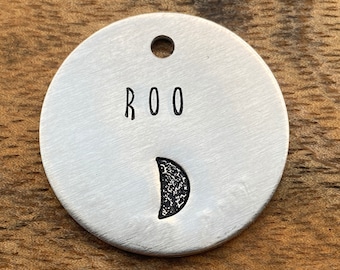 Luna Dog Tag, Luna Cat Name Tag, Dog Name Tag, Dog Collar Tag, Crescent Moon Pet Tag, Moon Dog ID, Moon Cat ID, Moon Puppy Name Tag, Metal