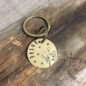 Hand Stamped Pet ID Tag, Dog Tag, Dog Tags for Dogs, Dog Tags, Flower Dog Tag, Hand Stamped Dog Tag, Personalized Dog Tag, Floral Dog Tag
